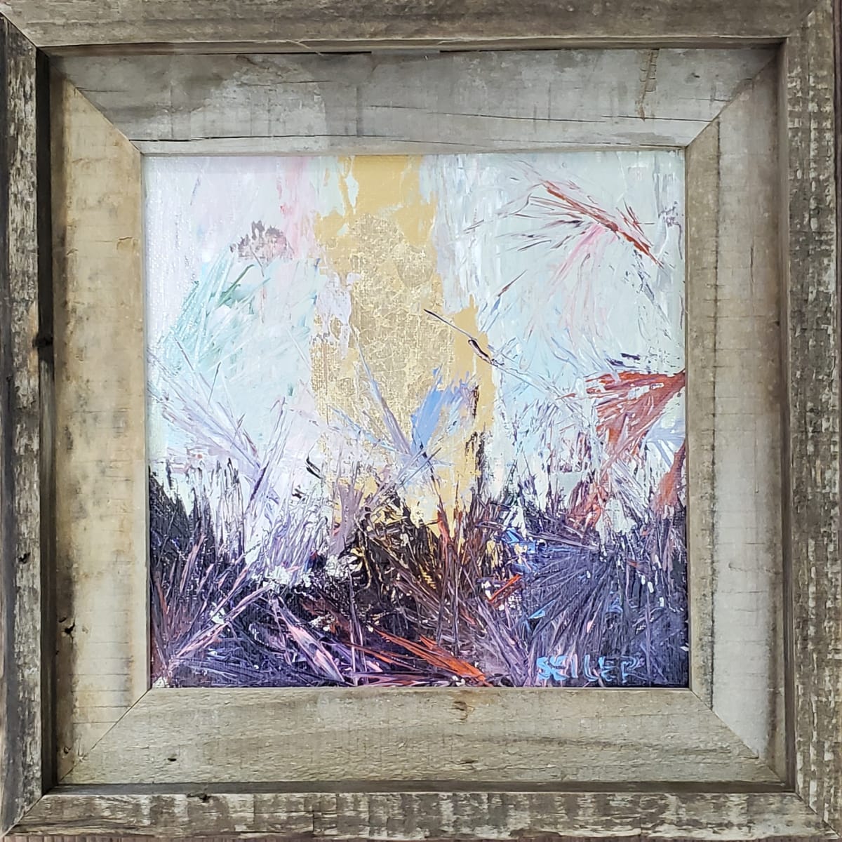 Jellyfish by Jill Seiler  Image: Acrylic and gold leaf. Florida weedy garden.  