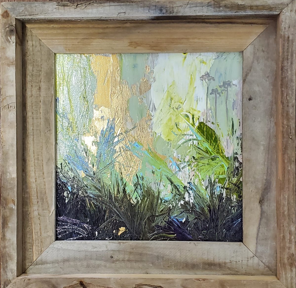 Catching Tadpoles by Jill Seiler  Image: Florida weedy garden series.  Combined with gold leaf and memories. 
