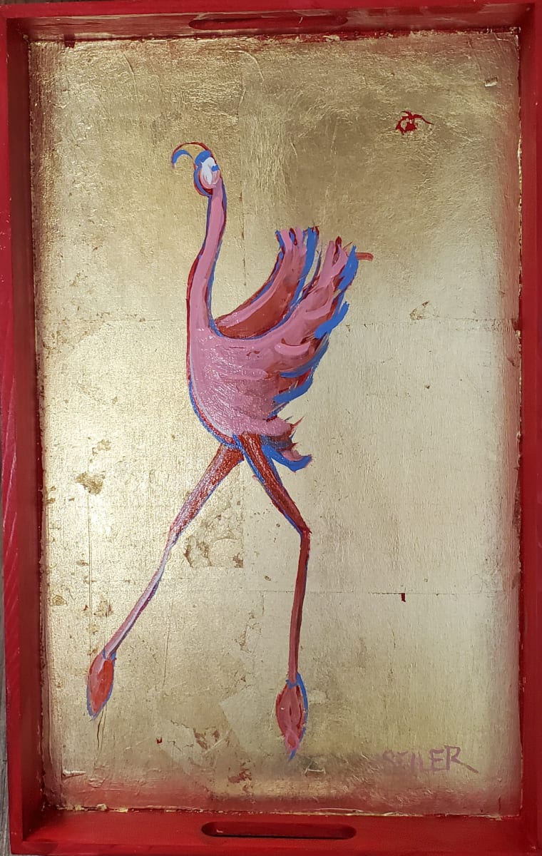 Flamingo Strut by Jill Seiler  Image: Fun Flamingo with gold leaf