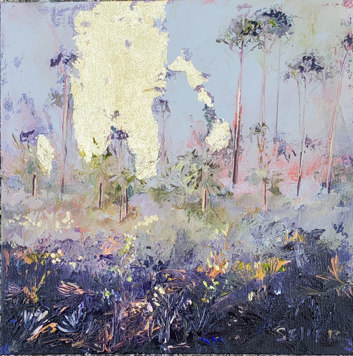 Cape Life by Jill Seiler  Image: Cape San Blas has magical untouched places. Enjoy. Acrylic with gold leaf. 