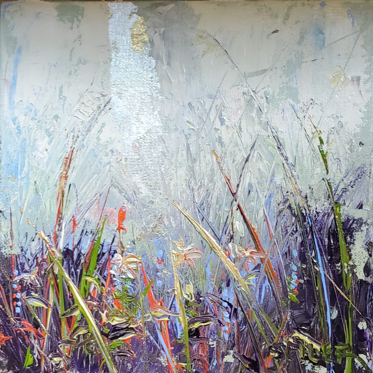 Puzzles by Jill Seiler  Image: Puzzles were always in play in the basement.  Pick up where you left off on the rainy day.  Acrylic with gold and silver leaf. 