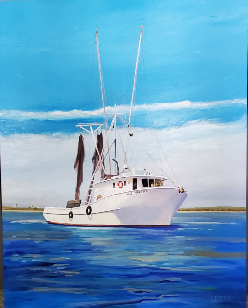 I Love This Boat. Miss Martha,  Apalachicola FL by Jill Seiler  Image: This hard working boat brings lovely seafood to the dock in Apalachicola. She's my Muse.  She calls me from my sleep to paint her.