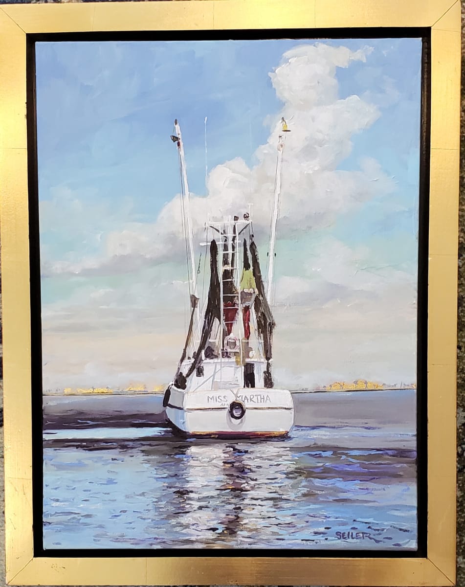 I Can't Wait To See You Again by Jill Seiler  Image: Y'all know this is my favorite shrimp boat.  Acrylic with gold leaf.  She works hard and brings my favorite little morsel from the sea.  I love her. ❤️ 
