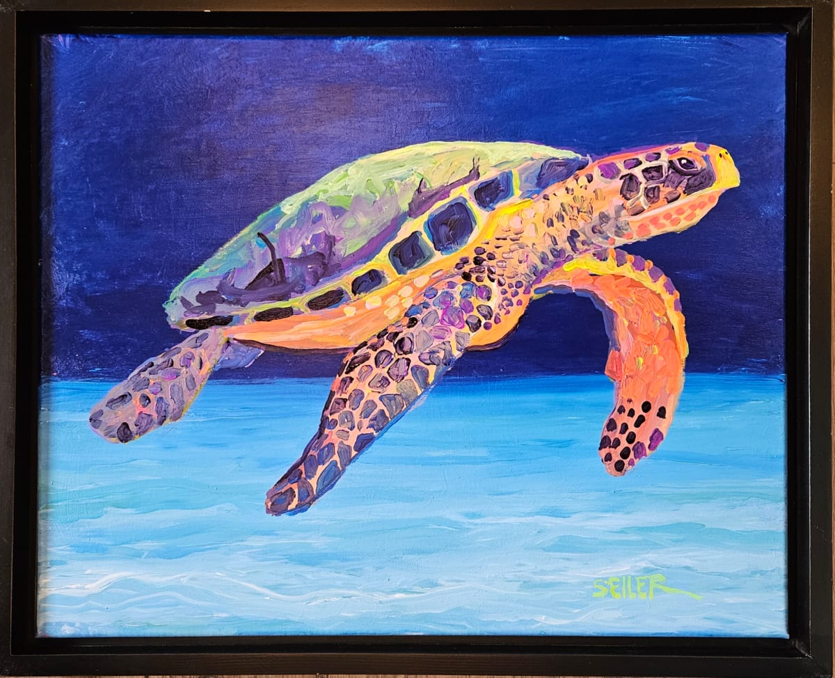 Turtle-Mania by Jill Seiler  Image: He's gorgeous.  Vibrant and lively.  Lots of florescents.