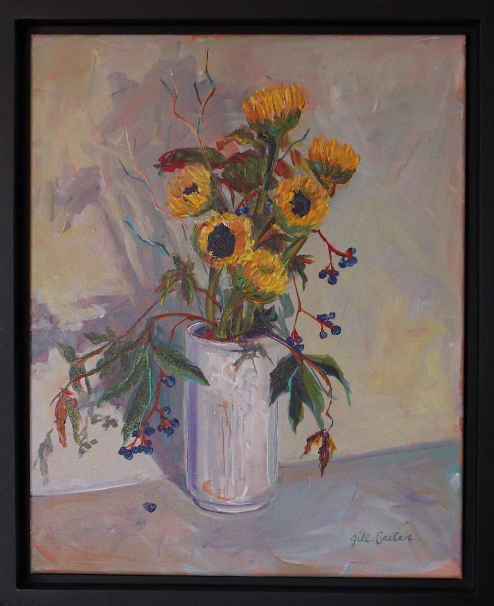 Sunflower with Blue Berries by Jill Seiler, Image 1.