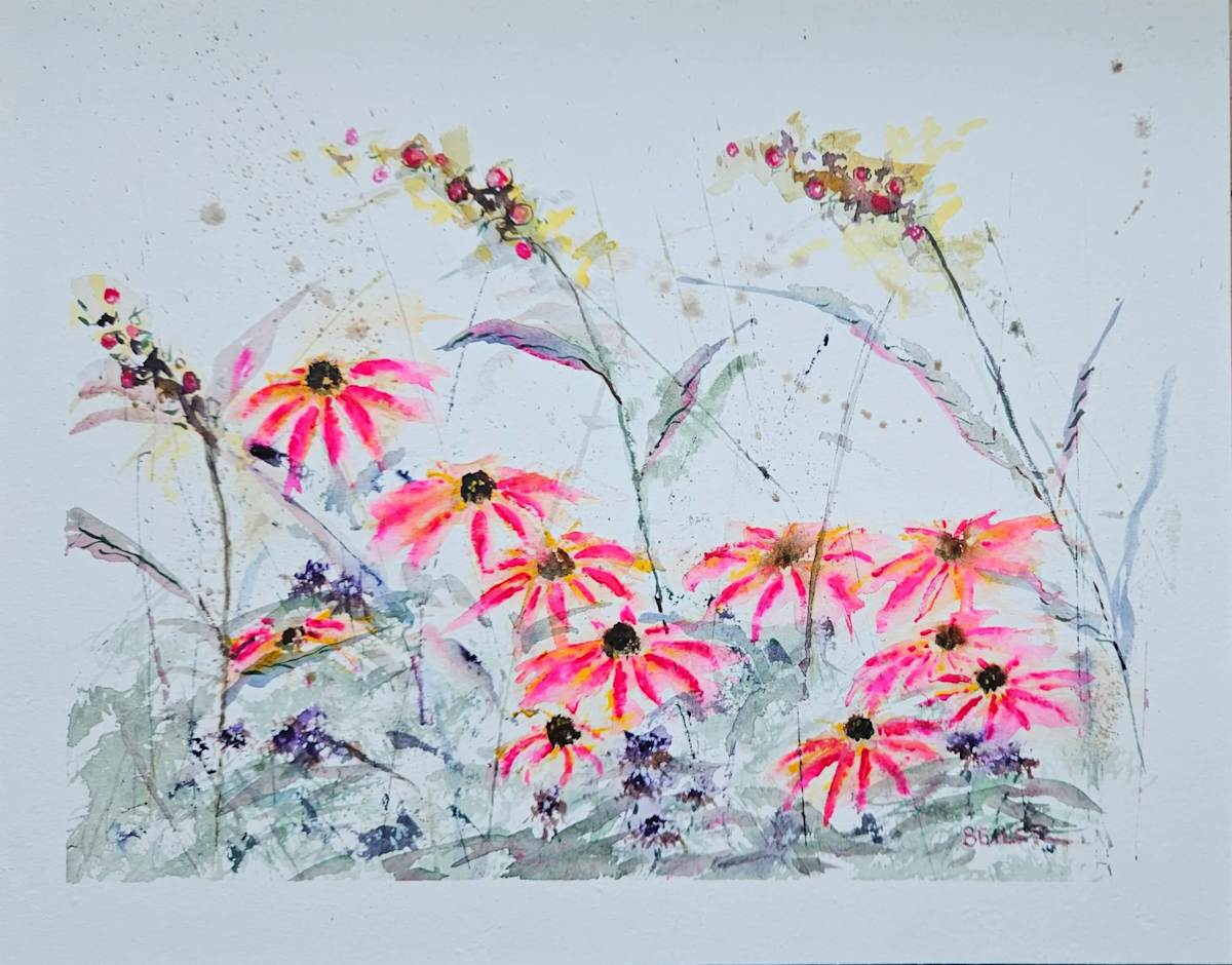 Indian Paints and Berries by Jill Seiler  Image: Weedy gardens are beautiful.  Southern Indian Paint with clover and berries.  So pretty. 