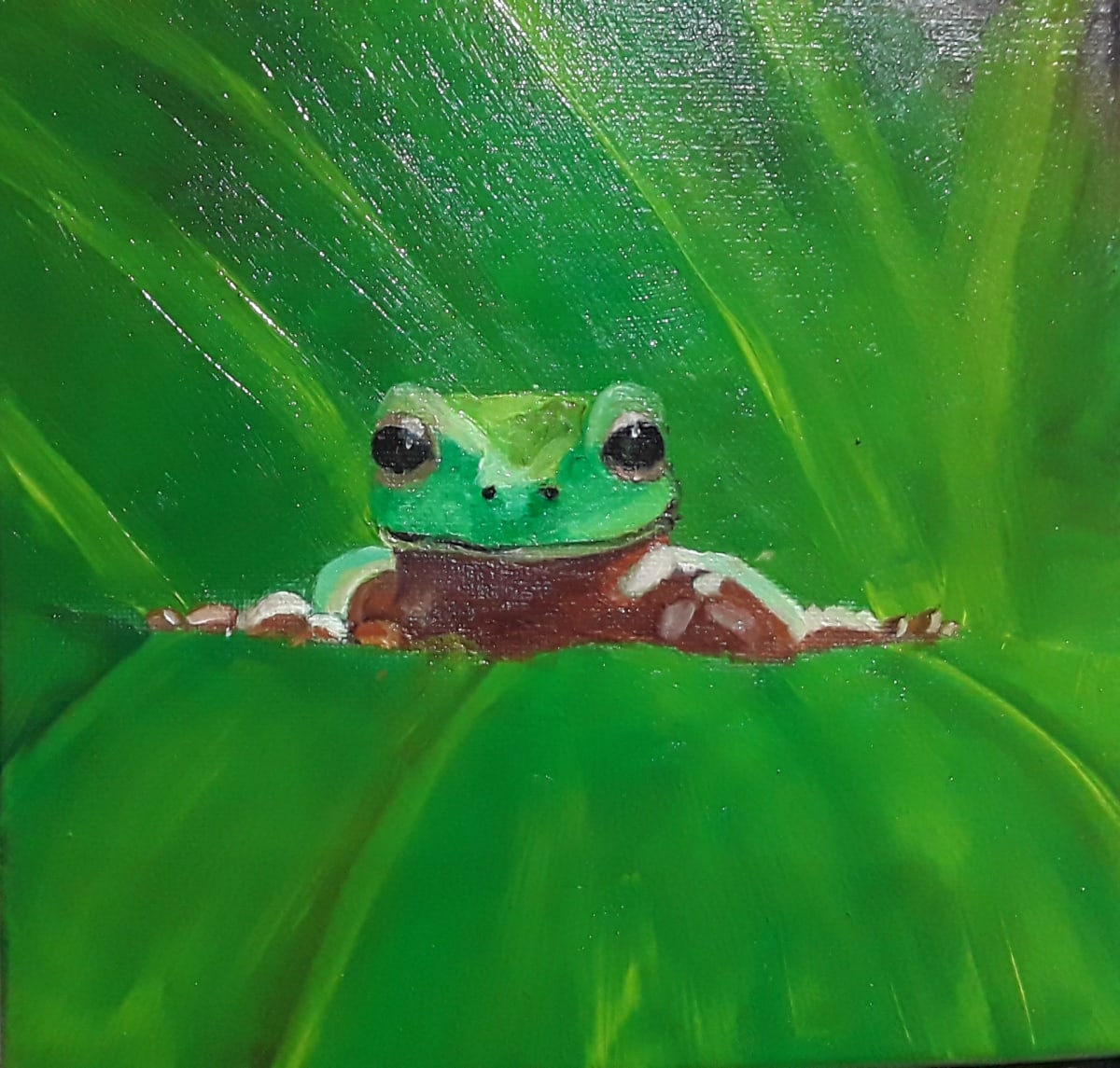 Wee Froggy says 'HI' by Franciszka Doris  Image: WEE FROGGY SAYS 'HI' by Franciszka Doris