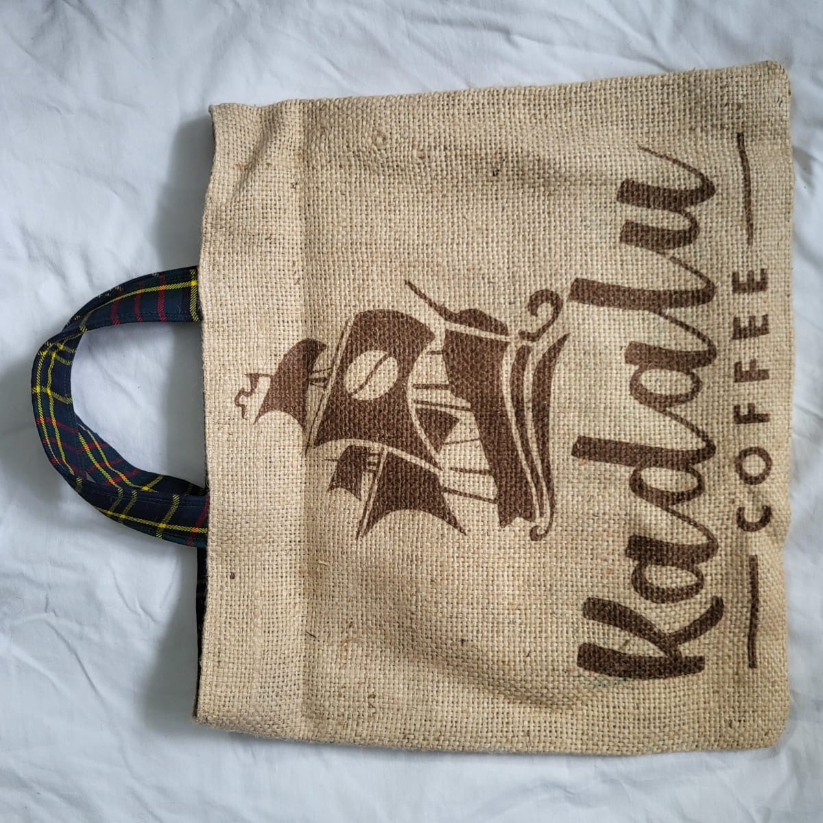 "Kadalu Coffee" jute shopper by Alison Carrie  Image: "Kadalu Coffee" jute shopper by Alison Carrie