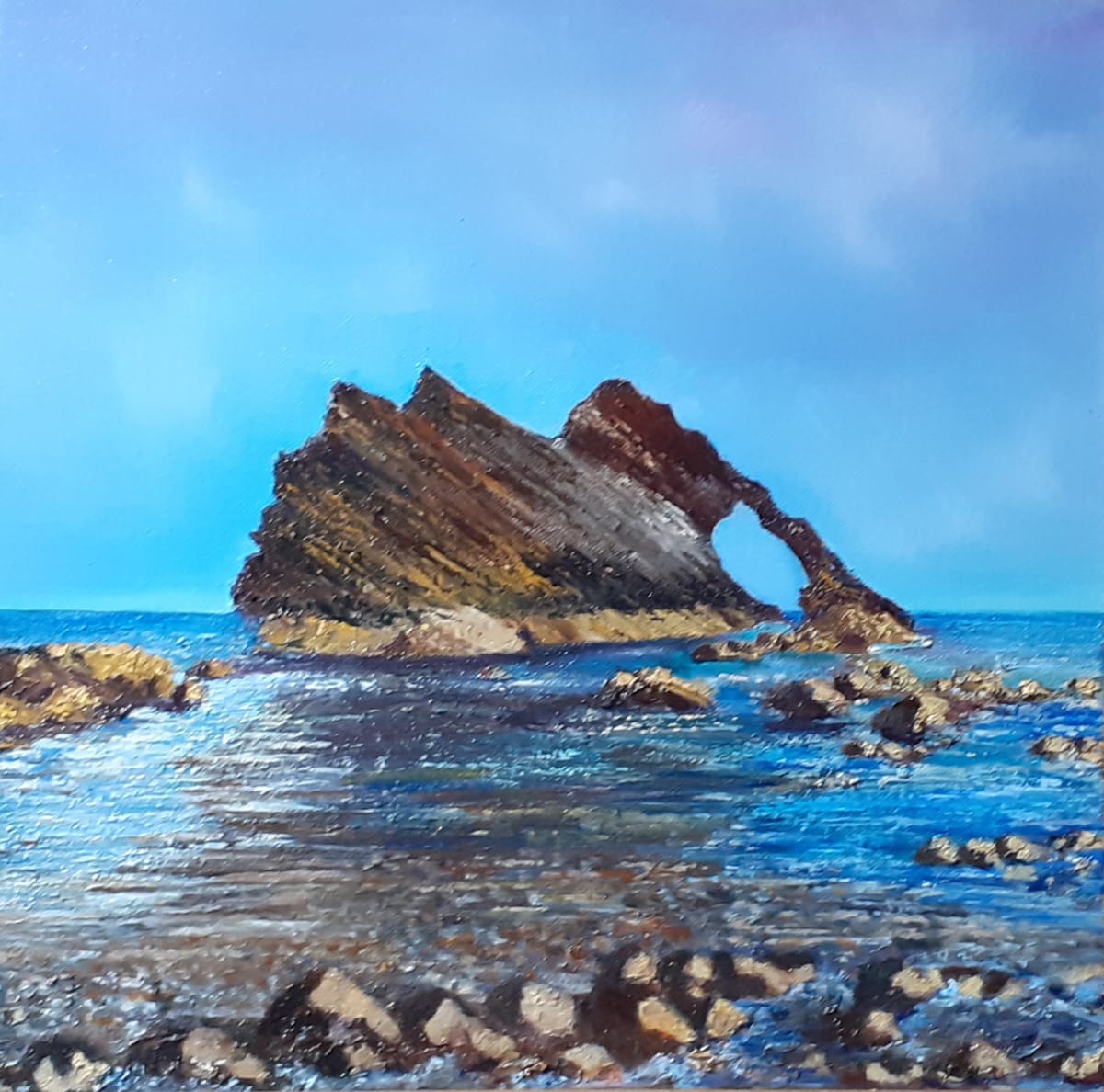 Bow Fiddle Rock, Portknockie, Morayshire by Franciszka Doris  Image: Bow Fiddle Rock