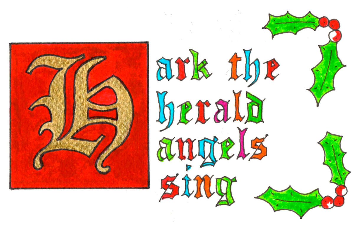 Hark The Herald Angels - Hand Finished Greetings Card by Bob Walsh #3 by Bob Walsh  Image: Hark The Herald Angels - Hand Finished Greetings Card by Bob Walsh