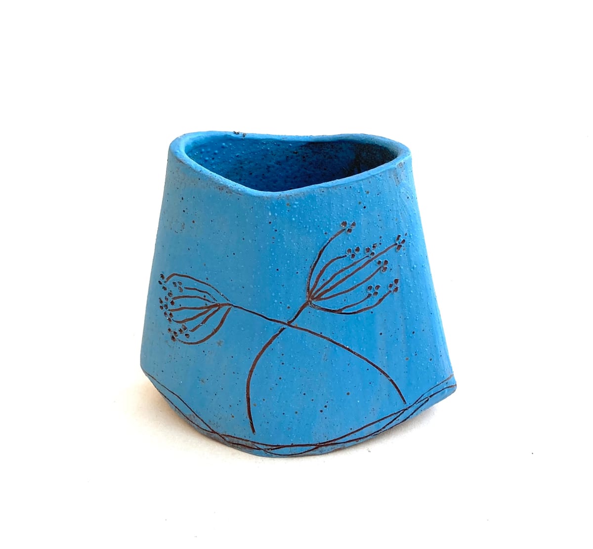 Small blue rocking kiss vessel by Jenny Charles 