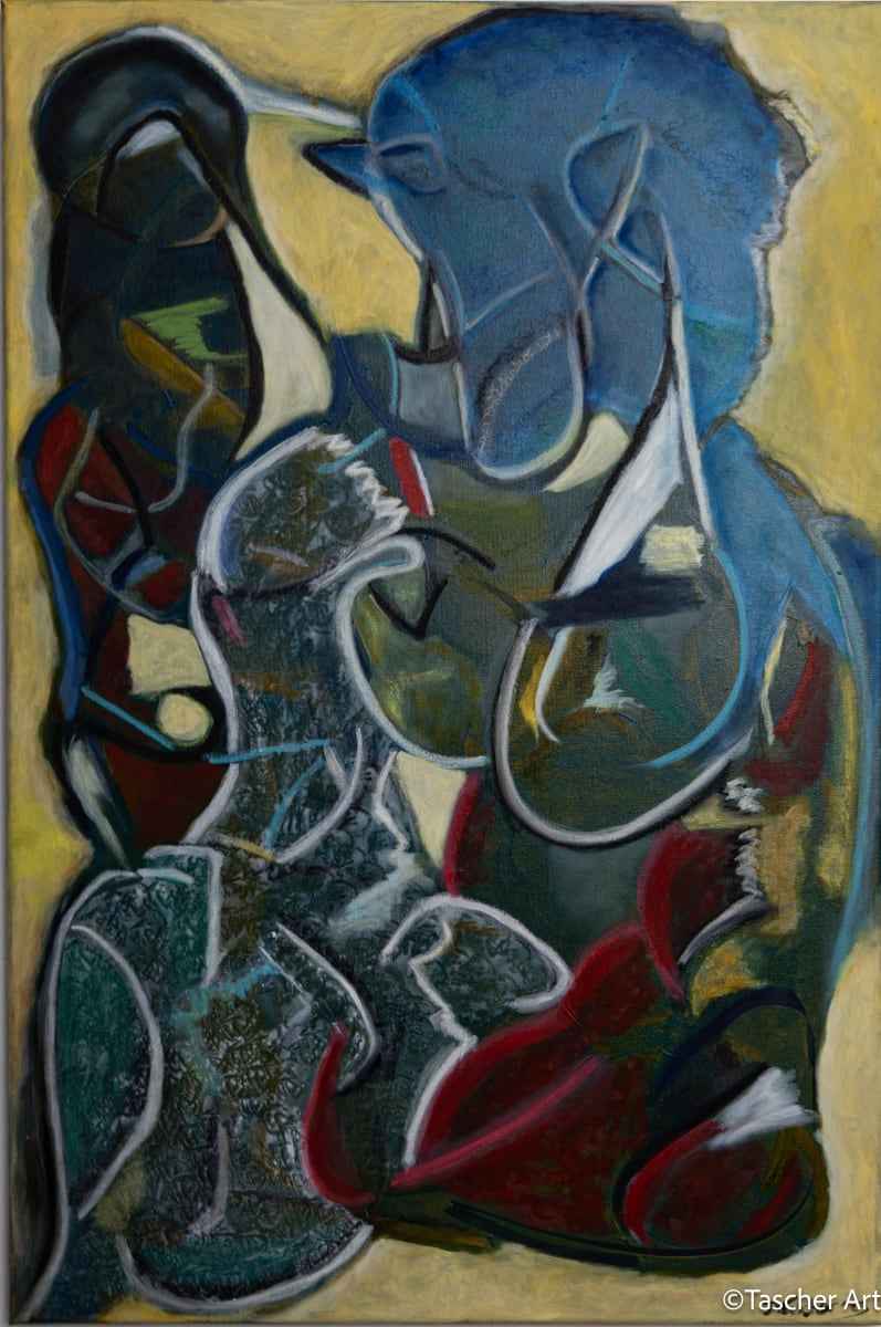 The Blue Horse and The Knight by Tascher Art Studio 