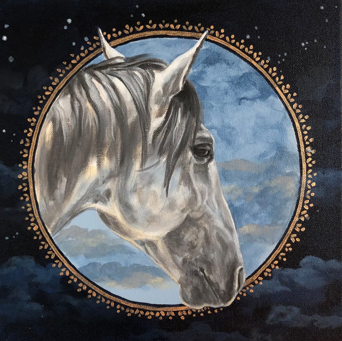 Celestial Gray #2 by Nicki Forde-Ficocelli  Image: Celestial Gray #2: 12x12 acrylic on gallery wrapped canvas
