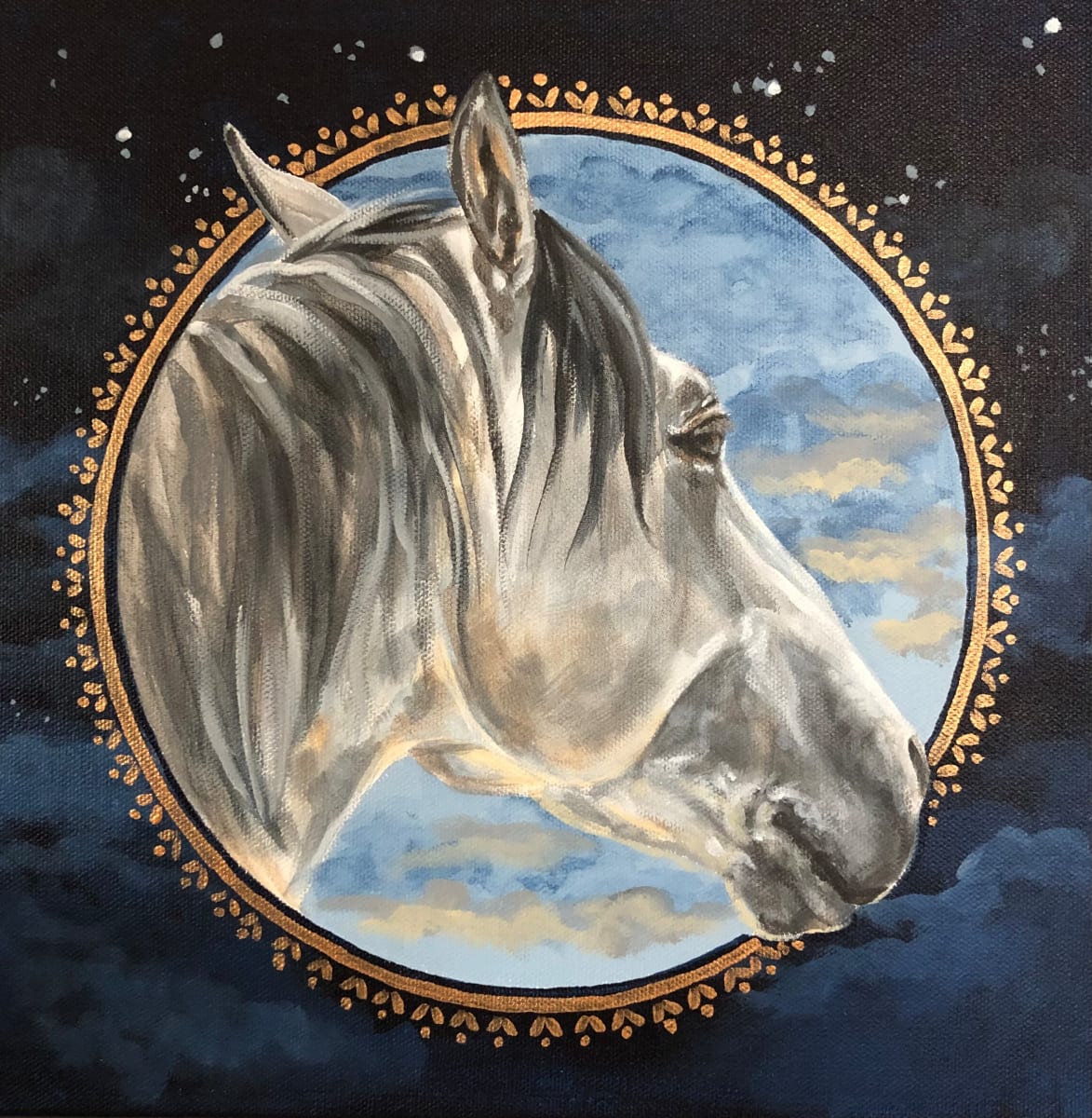Celestial Gray #3 by Nicki Forde-Ficocelli  Image: Celestial Gray #3:12x12 acrylic on gallery wrapped canvas