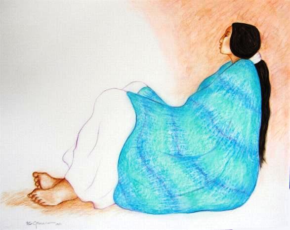 R.C. Gorman - Lady in green 