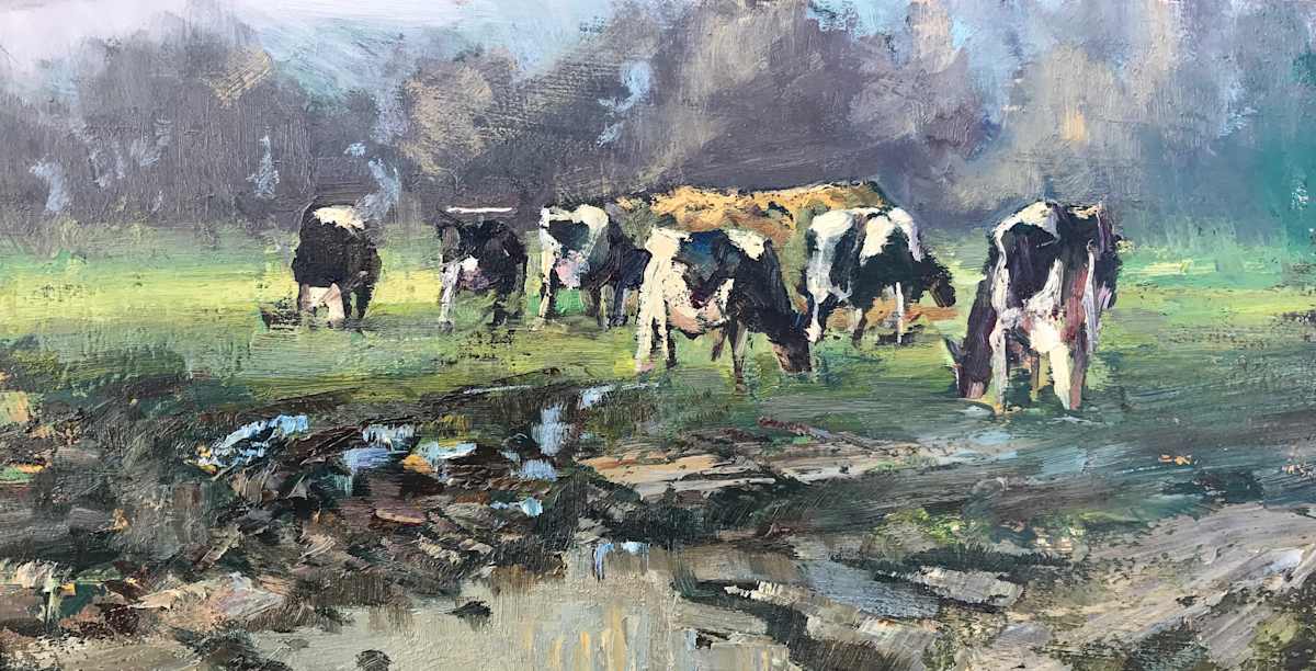 Cows In Mud by Leon Holmes 