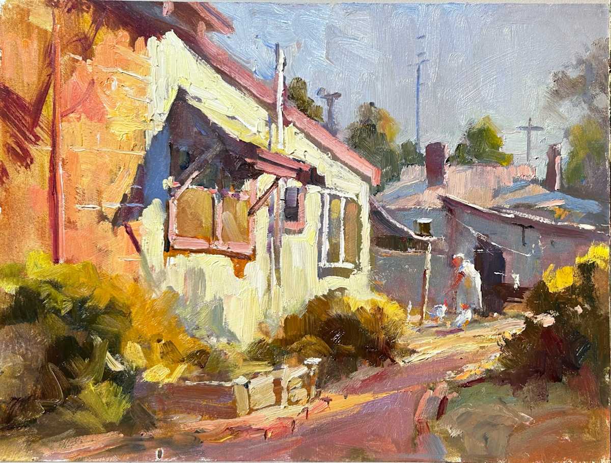 Feeding The Chooks by Leon Holmes 