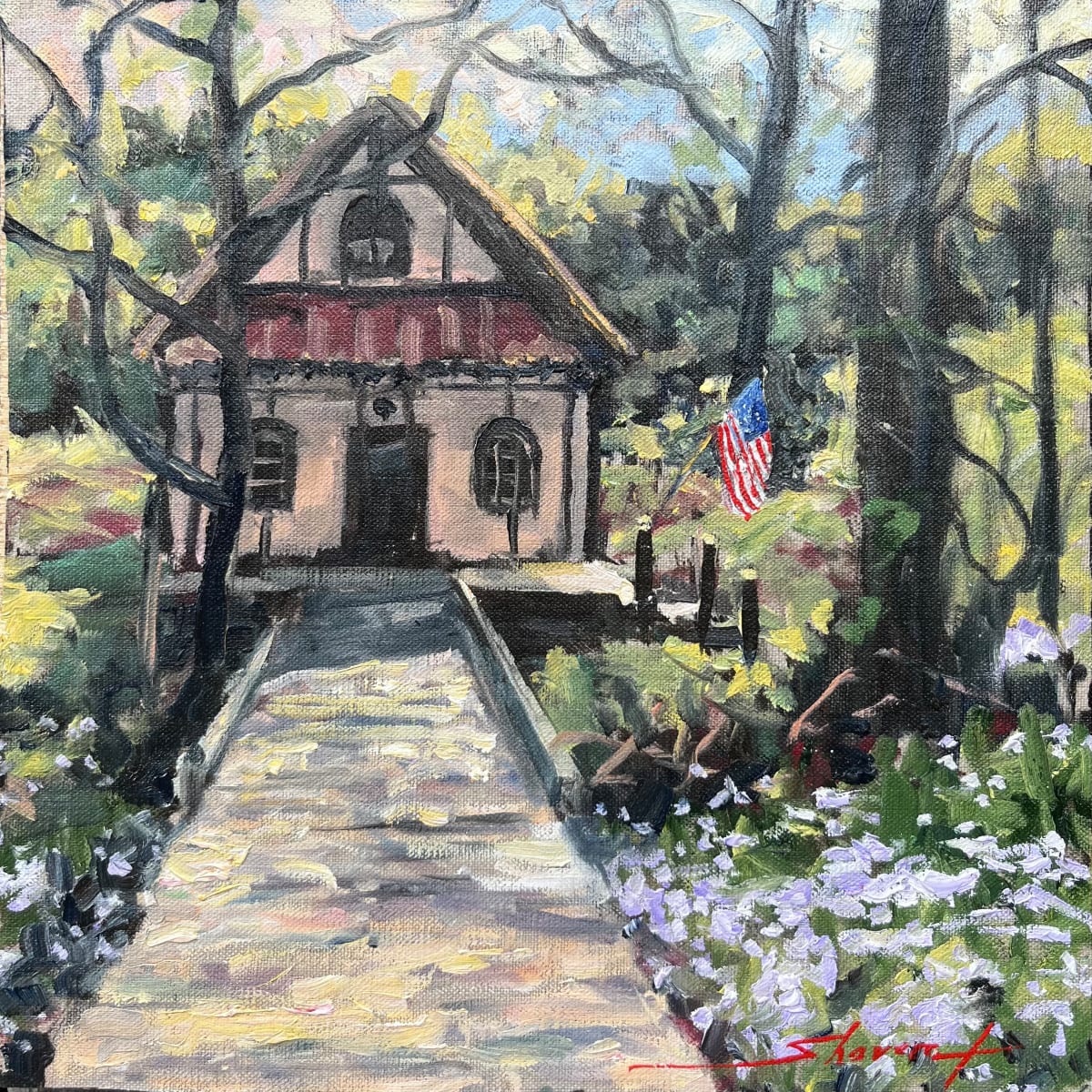 Plein Spring Cottage by Sharon Rusch Shaver 