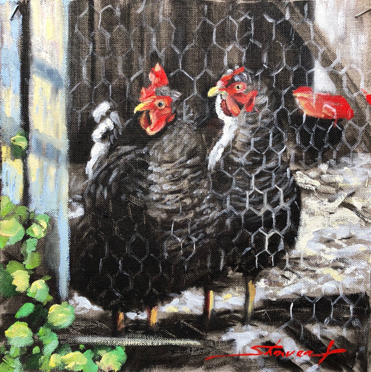 Painting Chickens by Sharon Rusch Shaver 