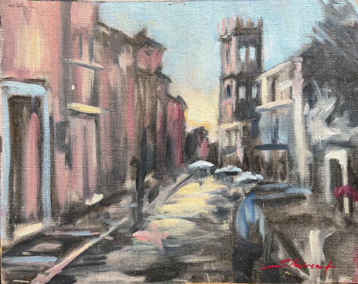 Assisi Evening Sketch by Sharon Rusch Shaver 