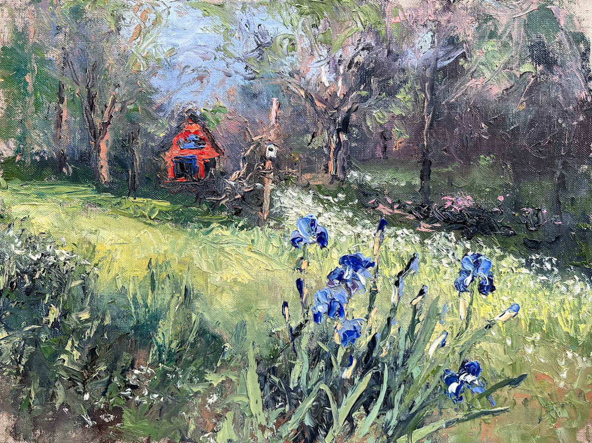 Plein Blue Iris Spring by Sharon Rusch Shaver, Image 1.
