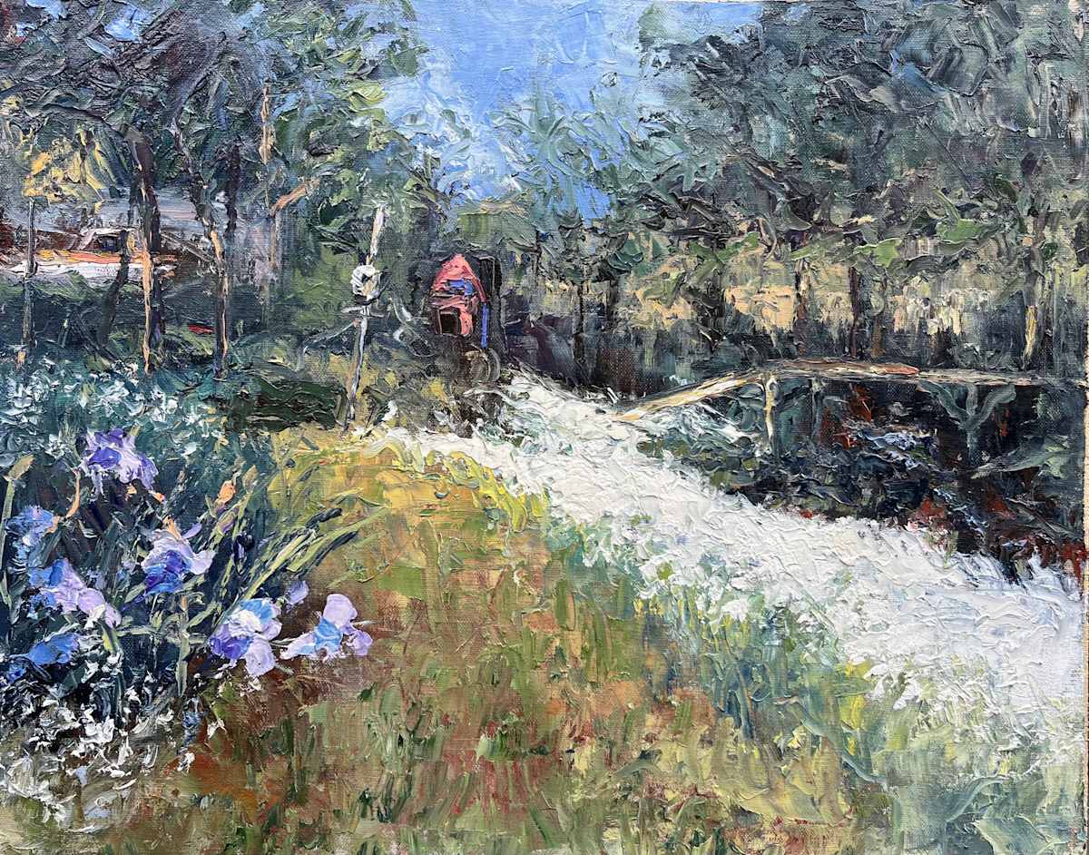Plein Iris in the Meadow by Sharon Rusch Shaver 