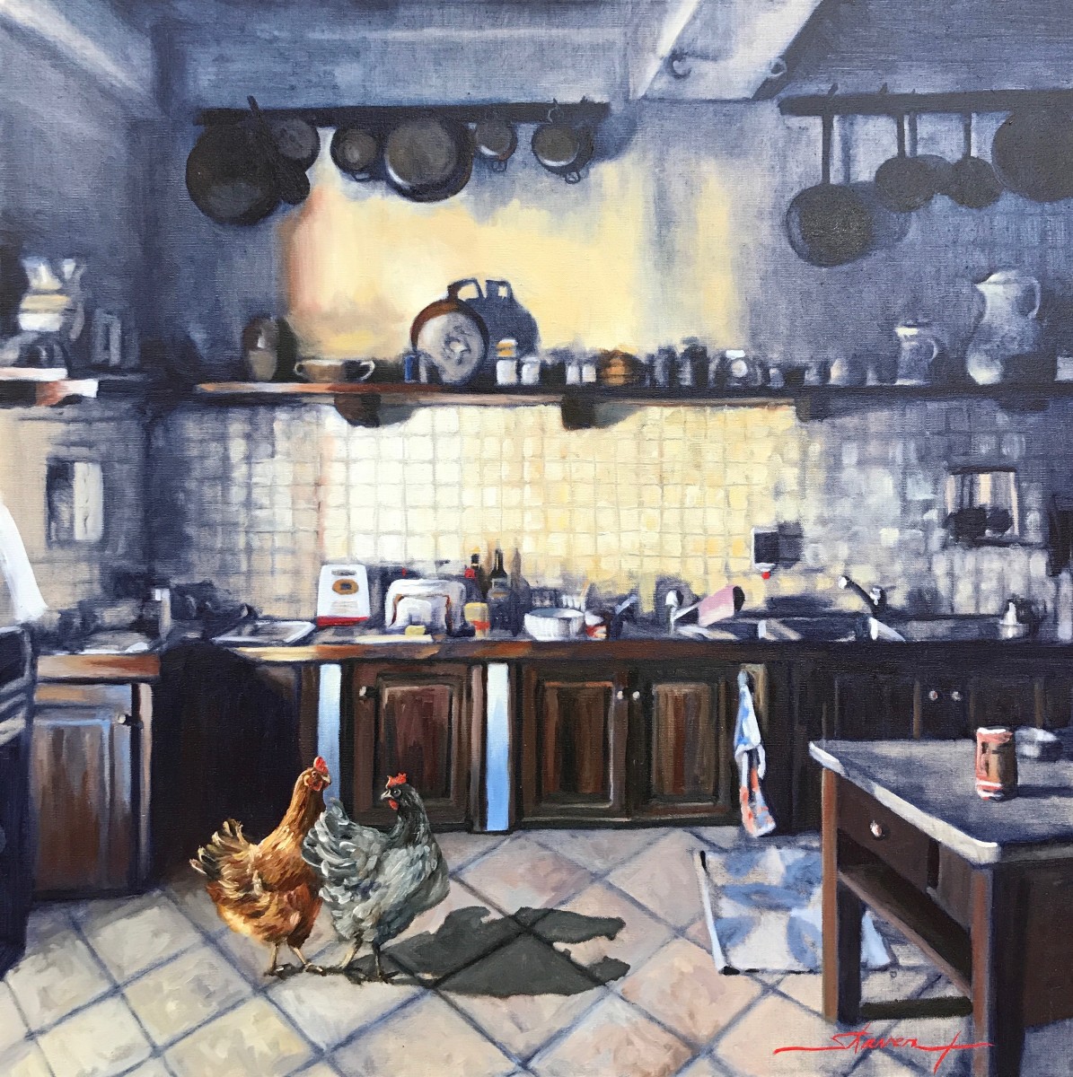 Chickens in the Kitchen by Sharon Rusch Shaver 