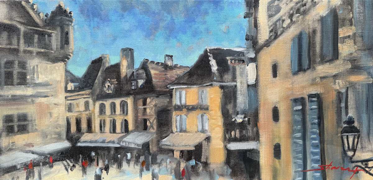 Plein Sarlat Market by Sharon Rusch Shaver 