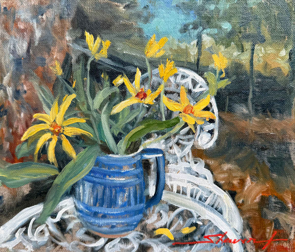 Plein Favorite Sunflowers by Sharon Rusch Shaver, Image 2.