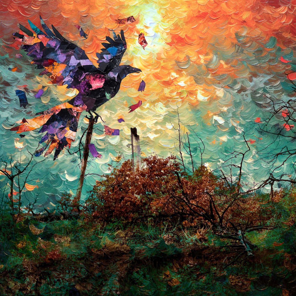 Ashes and Ascent (18" x 18" Cold Wax) by Sandy Brown Jensen, Image 1.