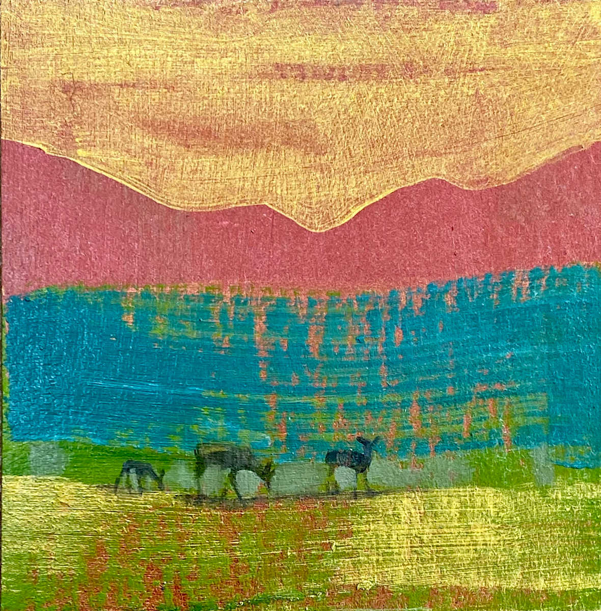 Mini deer layered landscape by Janet E Fagan 