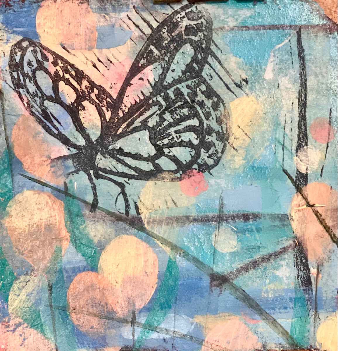 Flutter by by Janet E Fagan  Image: wood block print collage