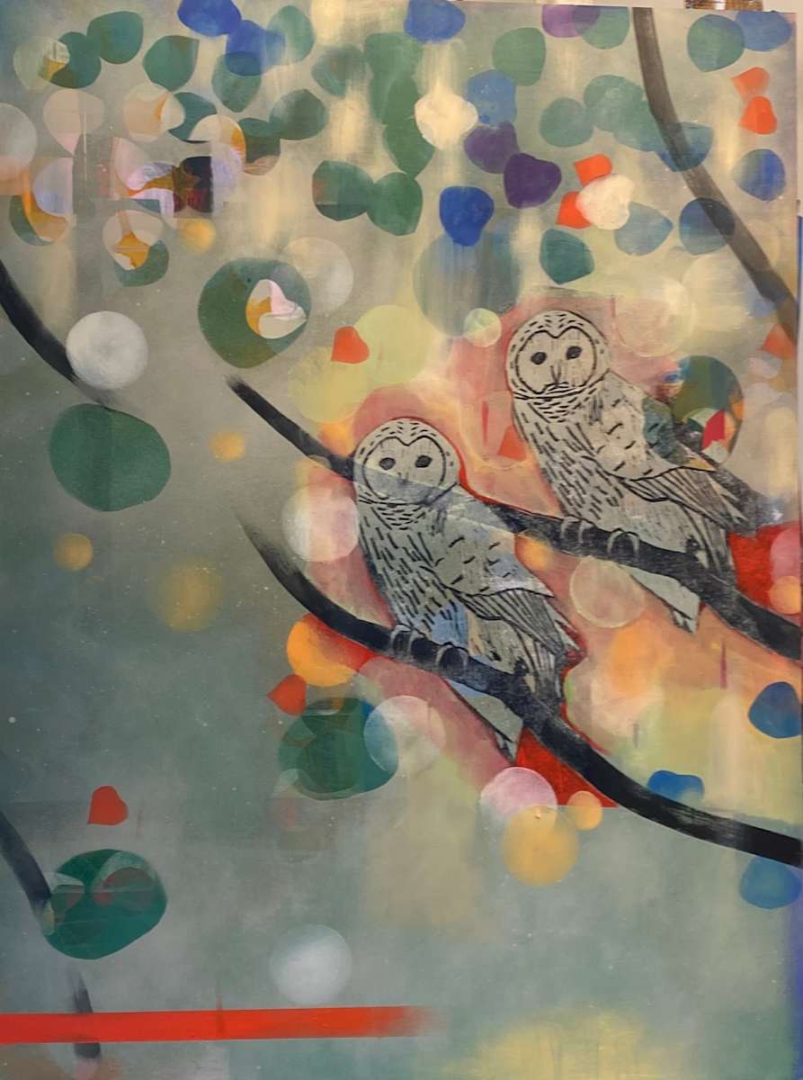 owl commission Sherry by Janet E Fagan  Image: Love Birds (Kimono)