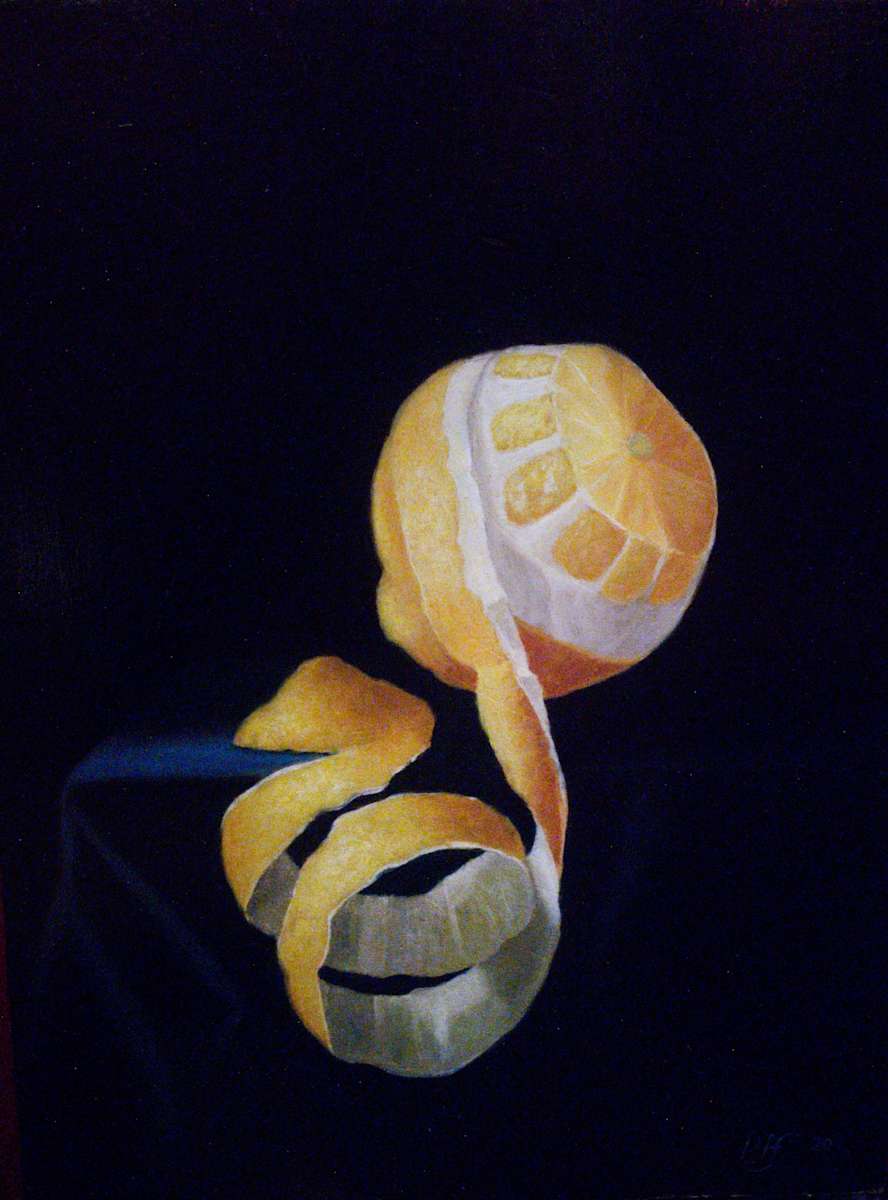 Lemon with spiralling peel by Peter Thomas Foster 