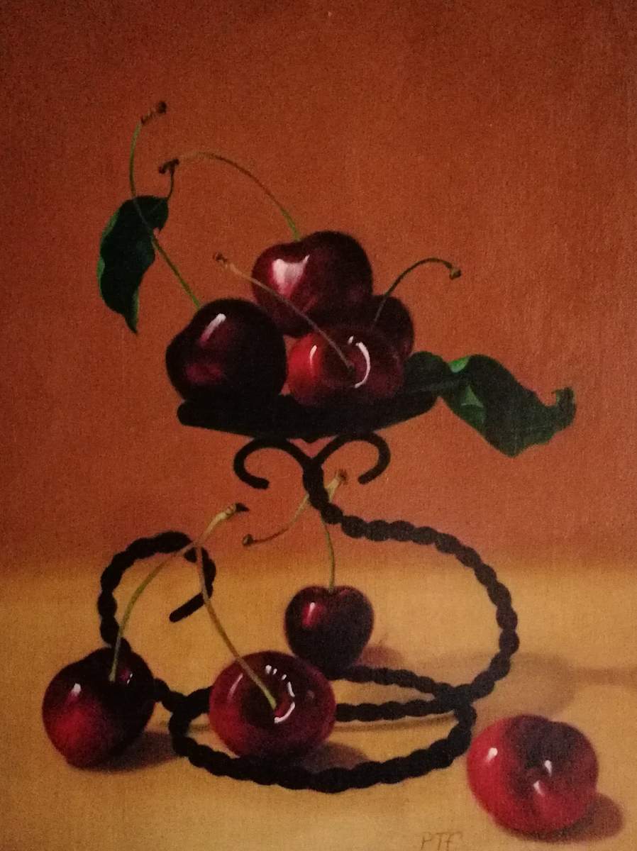 Cherries with candle holder by Peter Thomas Foster 