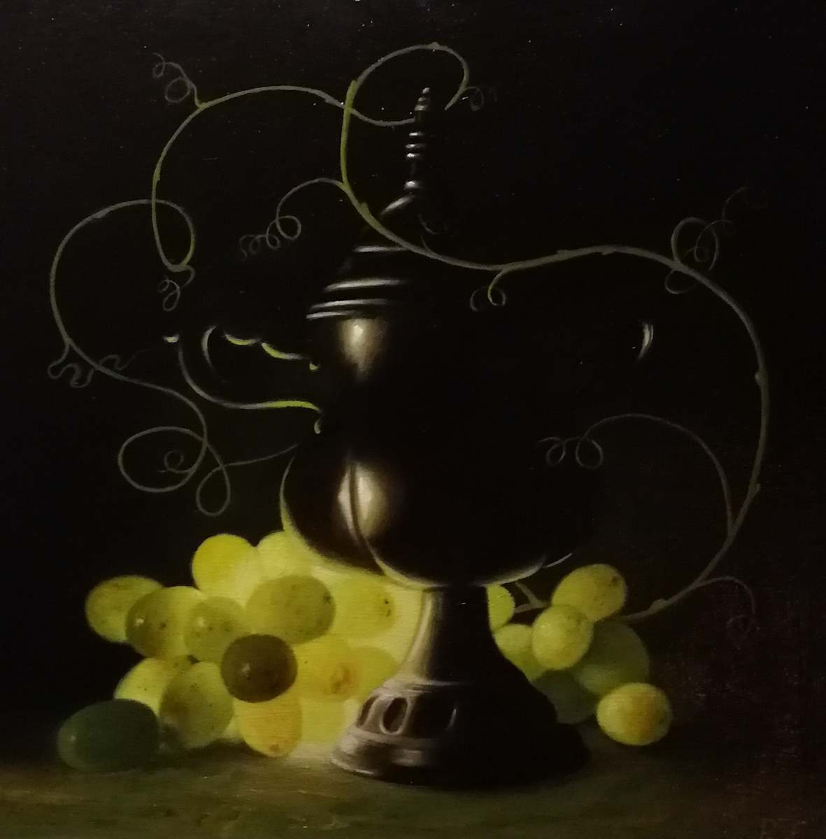 Black vase and grapes by Peter Thomas Foster 