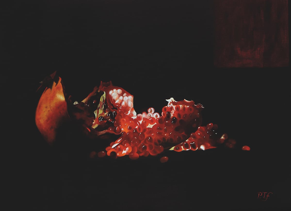 Open pomegranate by Peter Thomas Foster 