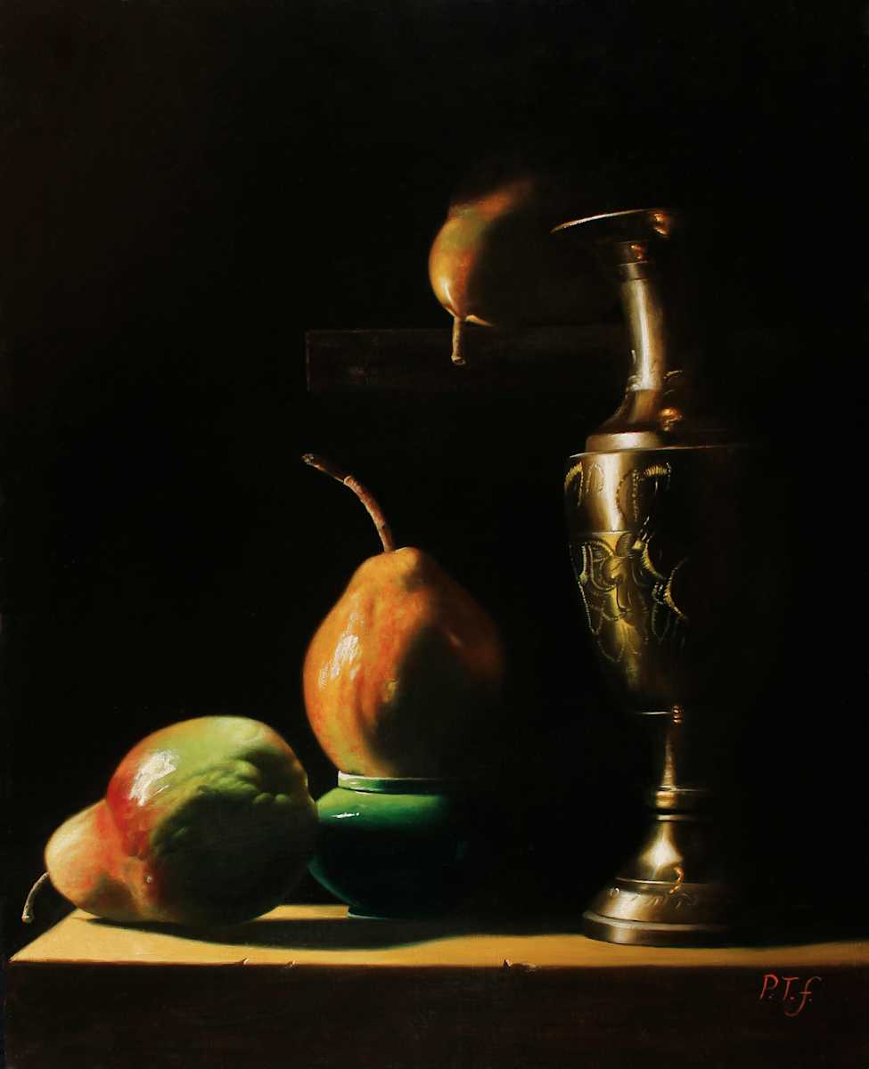 Pears and brass vase by Peter Thomas Foster, Image 1.