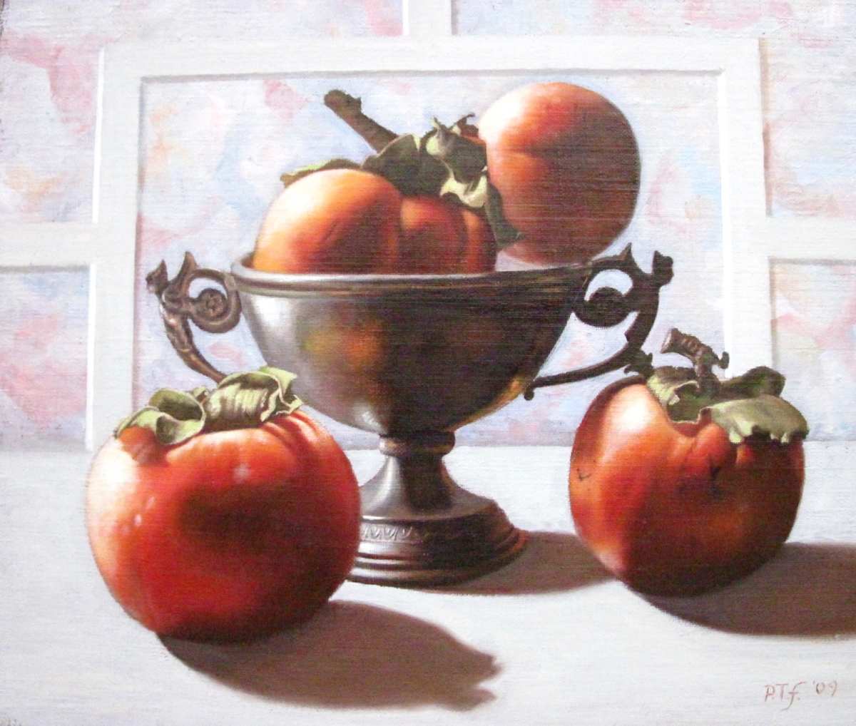 Pomegranates with pewter vase by Peter Thomas Foster, Image 13.