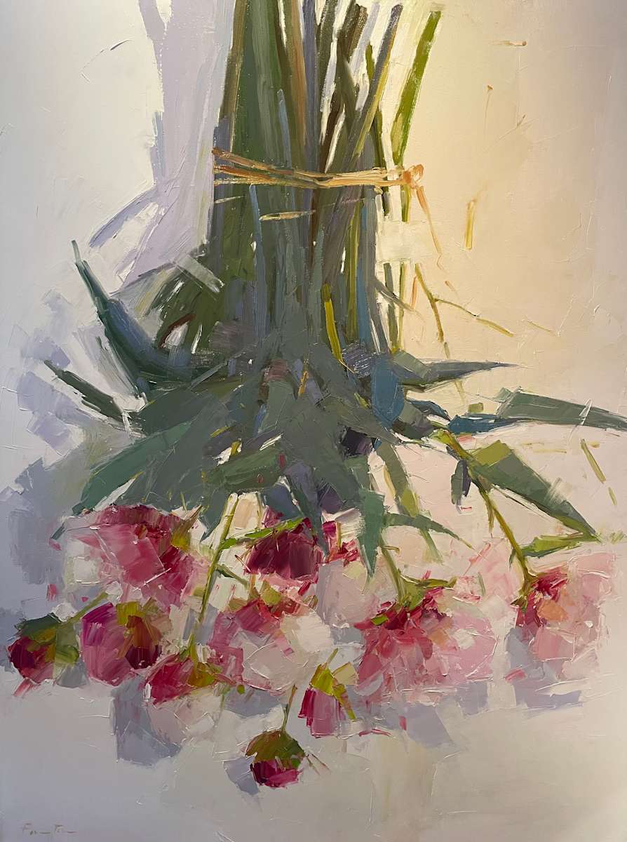 Hanging Peonies, Series by Peri Turns, Image 1.