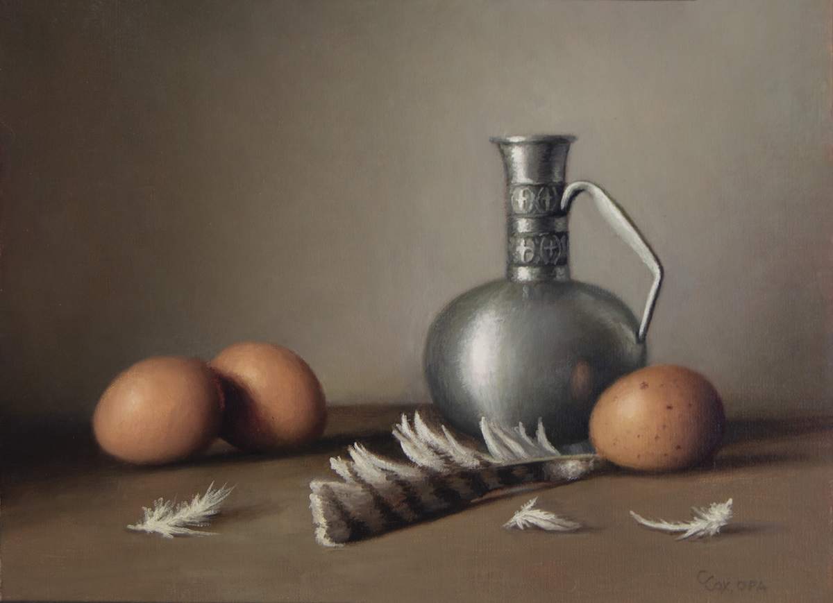 Pewter and Brown Eggs by Cecelia Cox 