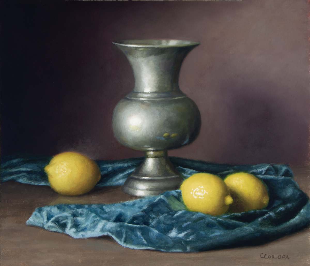 Silver Vase and Lemons by Cecelia Cox 