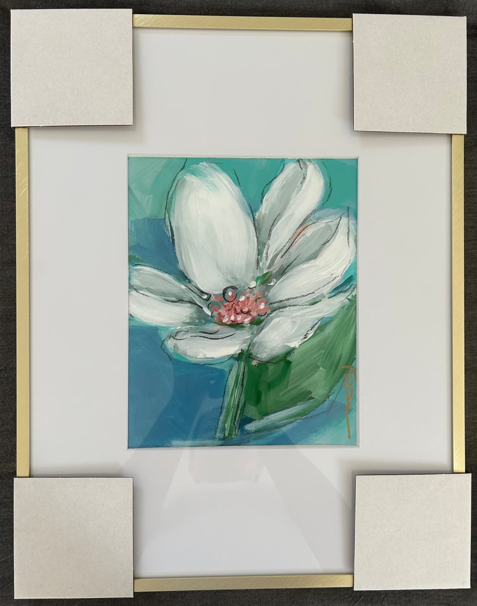 Magnolia Stem I by Gina Foose  Image: 9"x7" Heavy Paper - framed size approx 18.5"x14.5"x3/4"