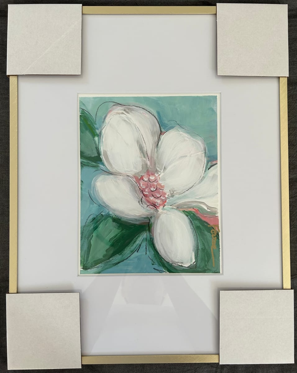 Magnolia Stem II by Gina Foose  Image: 9"x7" Heavy Paper - framed size approx 18.5"x14.5"x3/4"