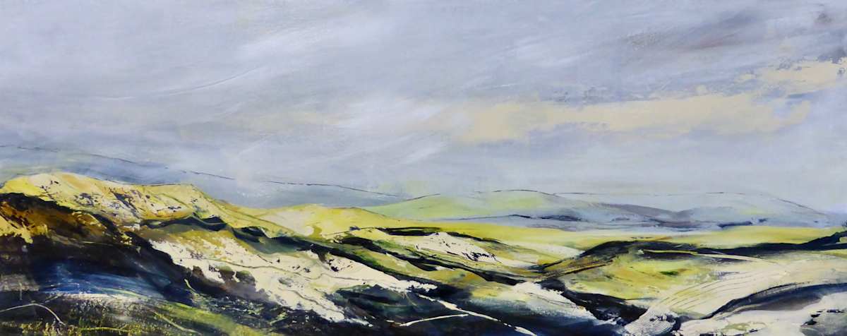 After the Landslip by Joy Moore  Image: This is one of a series of panoramic works inspired by the Piemontese landscape.