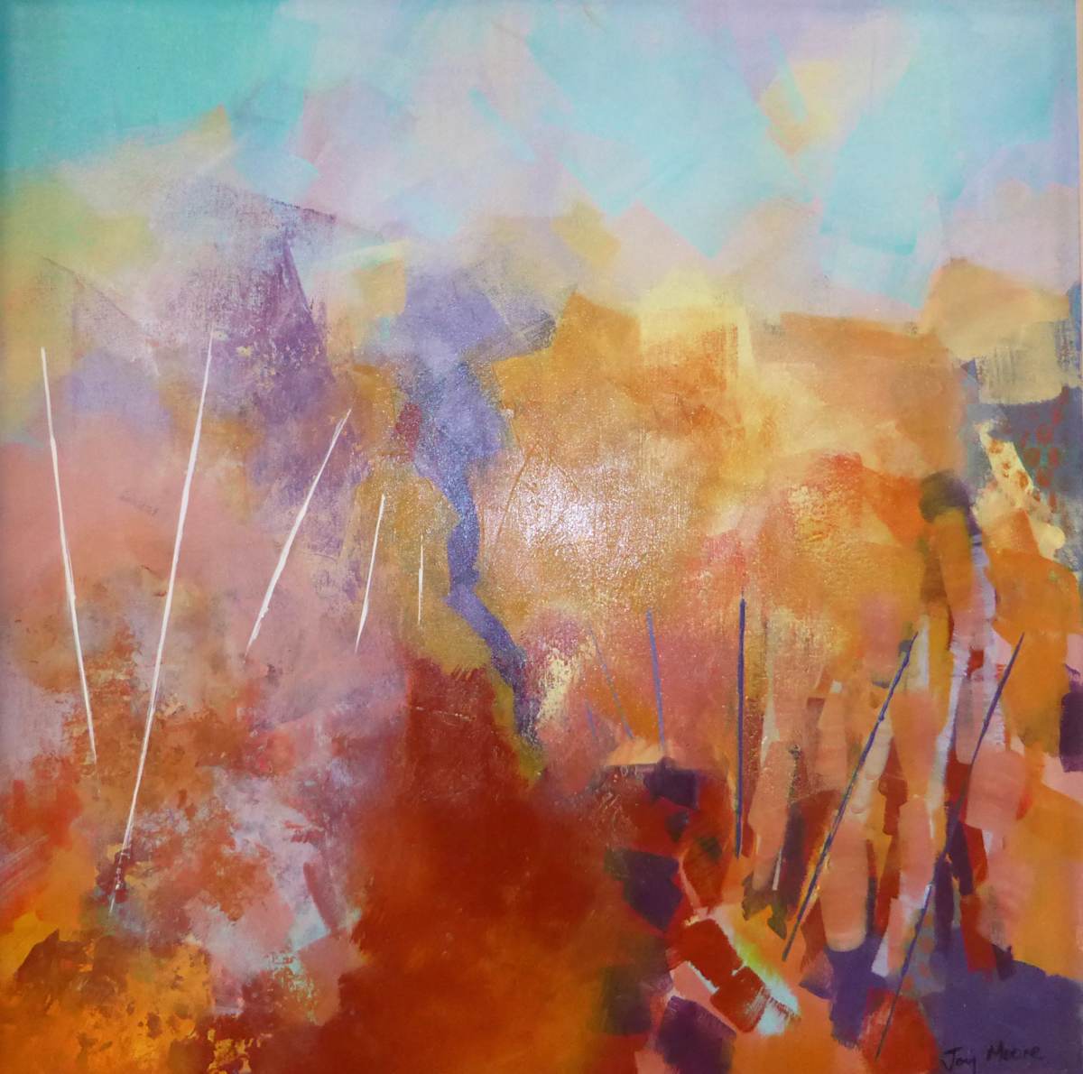 Sono Proprio in Campagna by Joy Moore  Image: This painting is inspired by the landscape of vineyards in north Italy and takes it's title from the book "La Lune e i Falo by Cesare Pavese who lived in and wrote about this landscape
