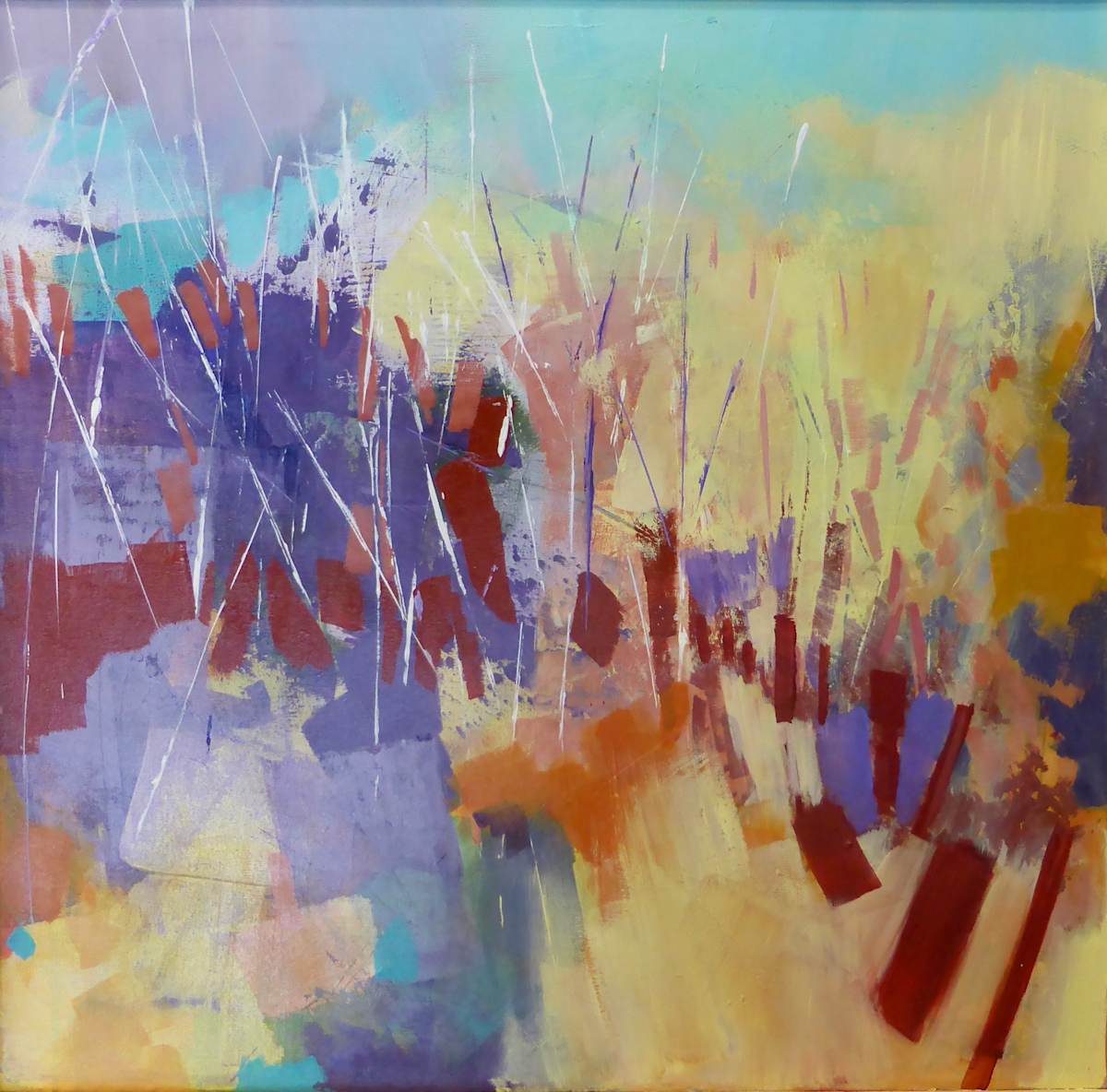 Erano tutte Vigne e Betulle Bianche by Joy Moore  Image: This painting is inspired by the landscape of vineyards in north Italy and takes it's title from the book "La Lune e i Falo by Cesare Pavese who lived in and wrote about this landscape
