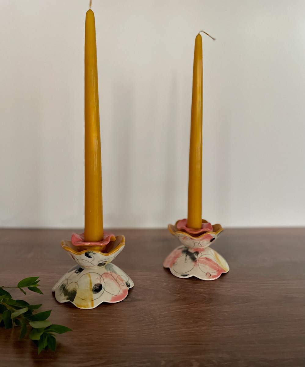 Candle Holders in Confetti by Angelique Tassistro, Image 1.