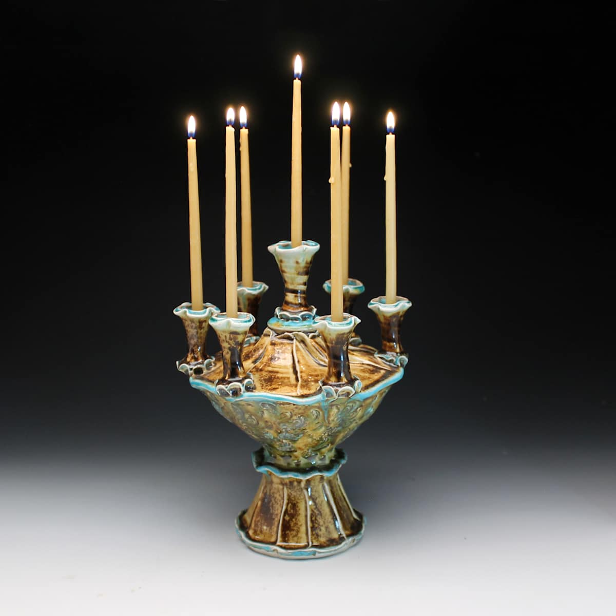 Candelabrum, Amber and Turquoise by Gertrude Graham Smith, Image 1.