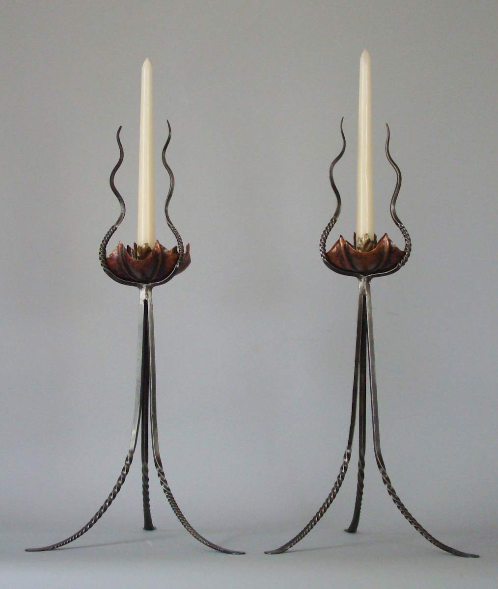 Flame Candle Pair by William S. Rogers, Image 1.